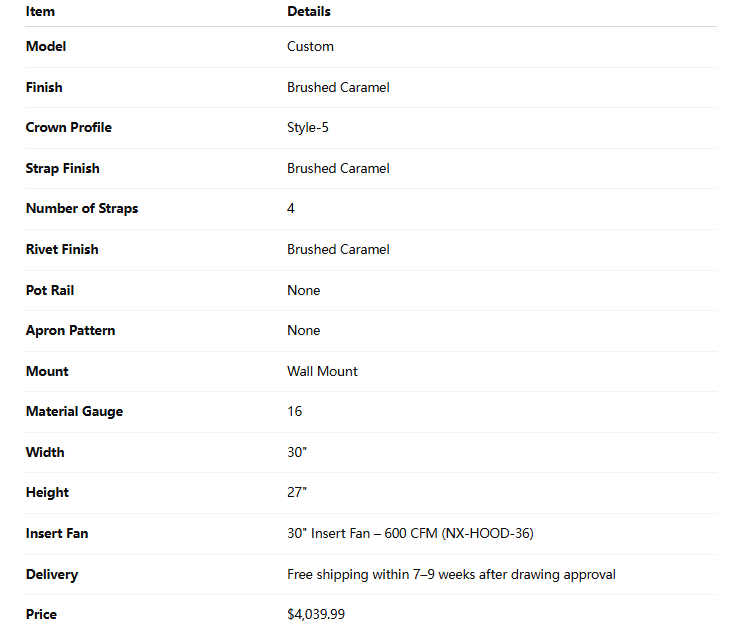 Akicon Custom range Hood for Denise Herrera