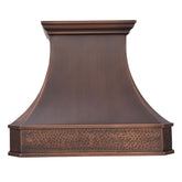 36"W * 30"H * 21"D Instock Dark Antique Copper Range Hood Light Hammered Apron with 600 CFM Insert, Dimmable Lighting & Delay Shut-Off