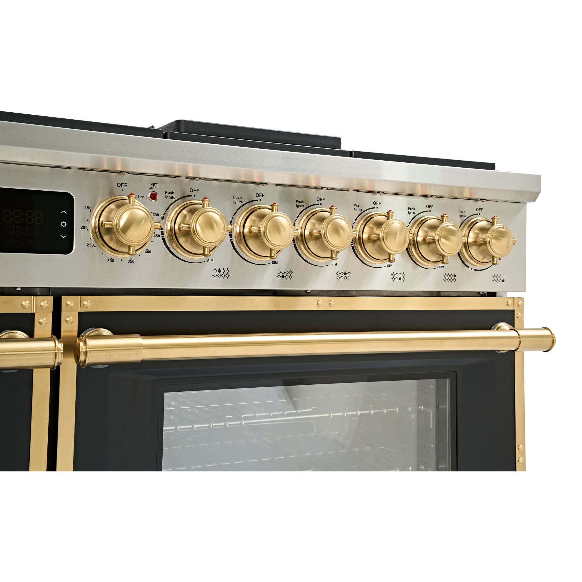 48“ Freestanding Gas Range with 8 Sealed Burners Cooktop, Rapid Convection Oven, Natural Gas/LP Convertible