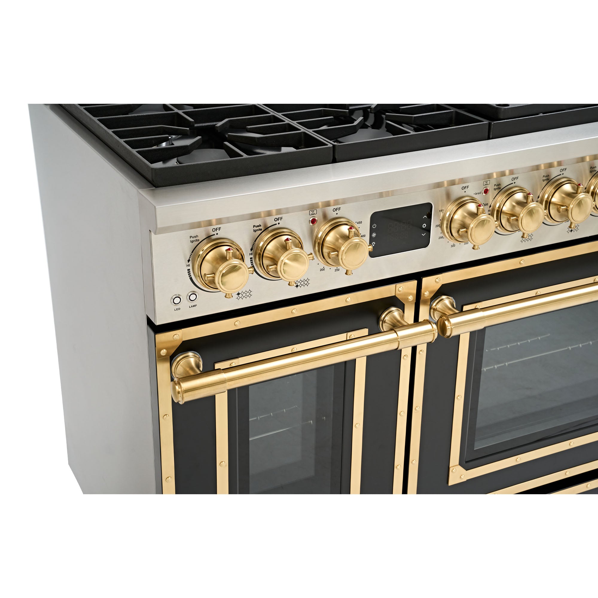 48“ Freestanding Gas Range with 8 Sealed Burners Cooktop, Rapid Convection Oven, Natural Gas/LP Convertible