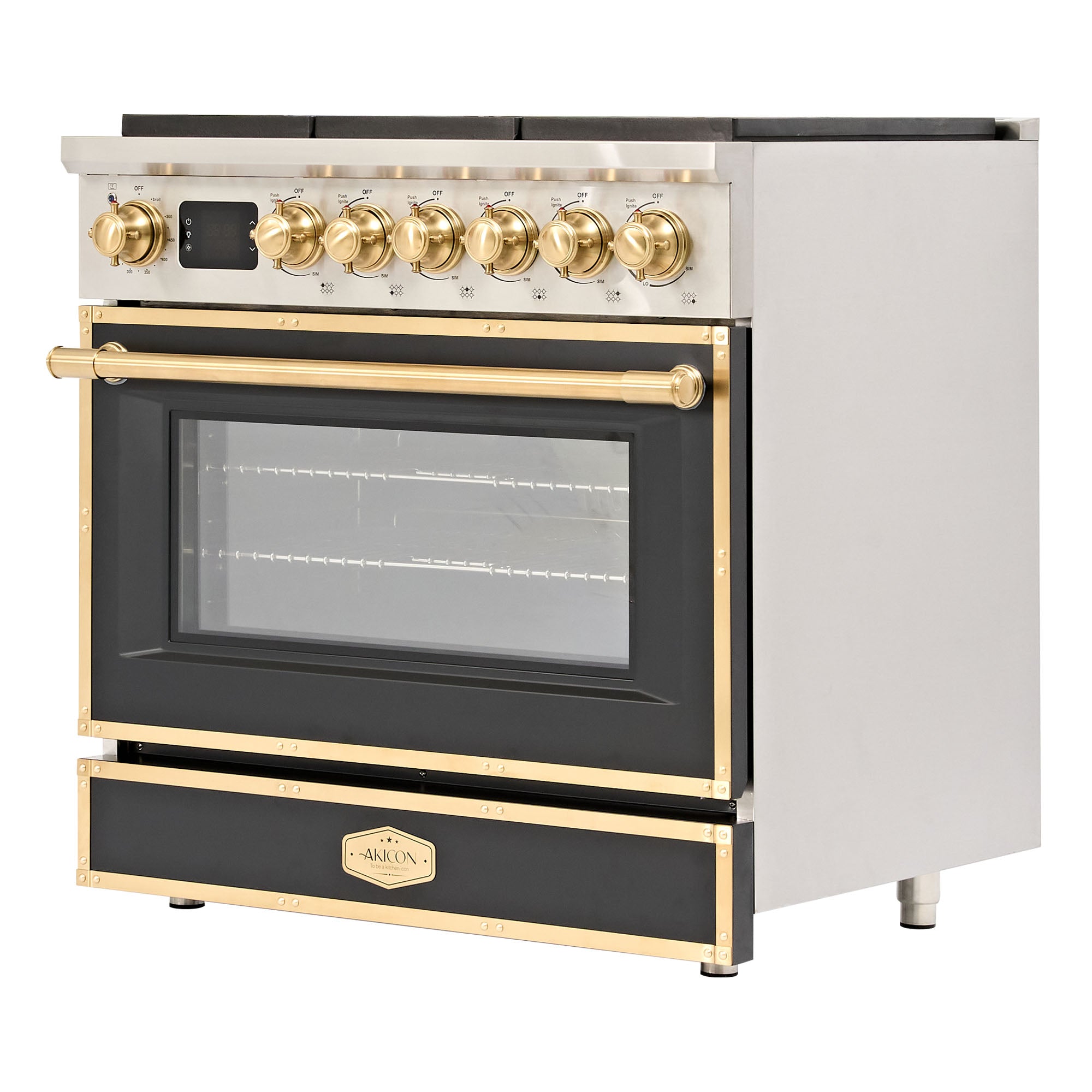 36 Inch Freestanding Gas Range with 6 Sealed Burners Cooktop, Rapid Convection Oven, Natural Gas/LP Convertible