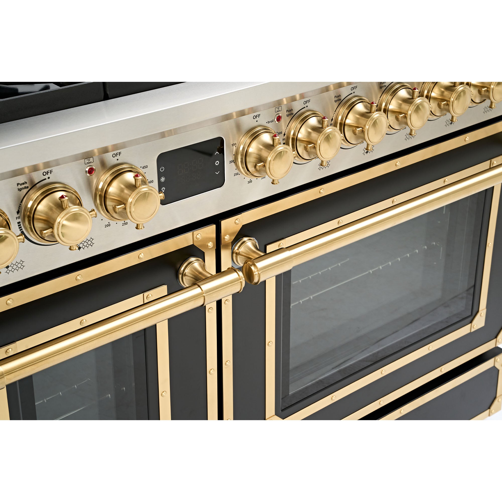 48“ Freestanding Gas Range with 8 Sealed Burners Cooktop, Rapid Convection Oven, Natural Gas/LP Convertible