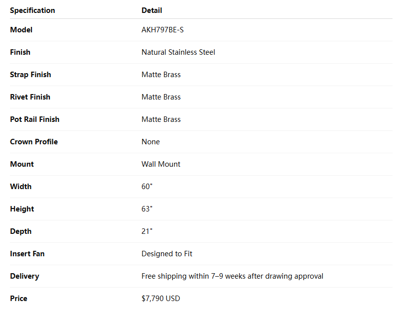 Akicon Custom Stainless Steel Range Hood for Alexis Justine Design 