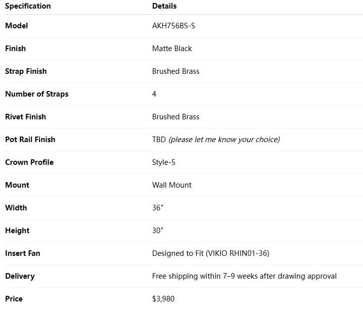 Akicon Custom Stainless Steel Range Hood for Griffin