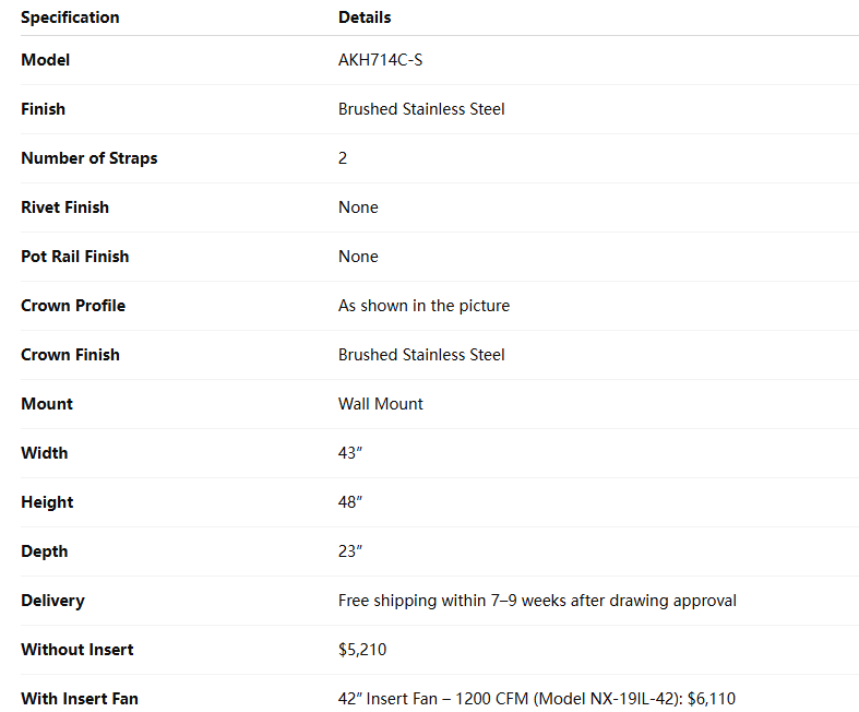 Akicon Custom Stainless Steel Range Hood for Tom