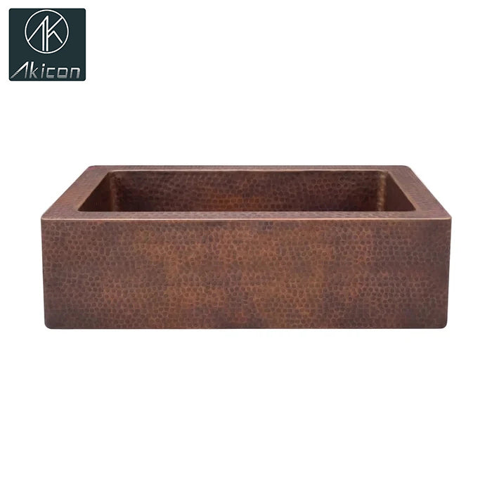 Akicon Single Bowl Handcrafted Custom Copper Farmhouse Kitchen Sink