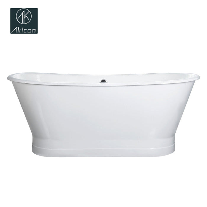 AKICON 67" Cast Iron Freestanding Bathtub, Drain and Overflow Kit Included