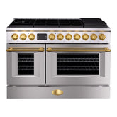 48" Freestanding Gas Range with 8 Sealed Burners Cooktop, Rapid Convection Oven, Natural Gas/LP Convertible - AK-G48N05A-BS