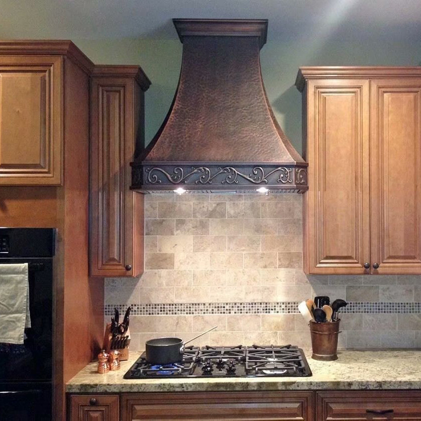 Custom copper range hood