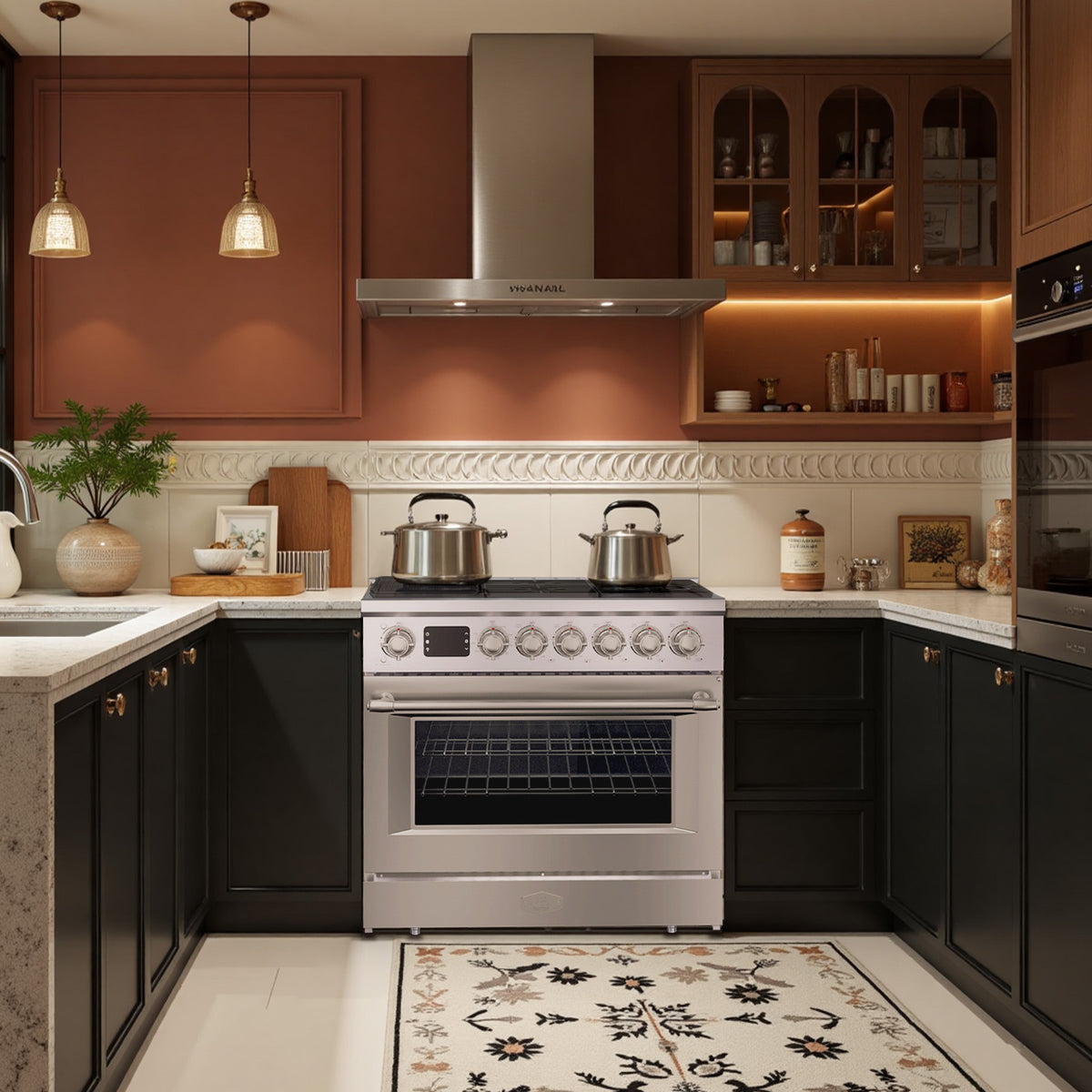 36” Freestanding Gas Range with 6 Sealed Burners Cooktop, Natural Gas/LP Convertible - AK-G36N05A-BS