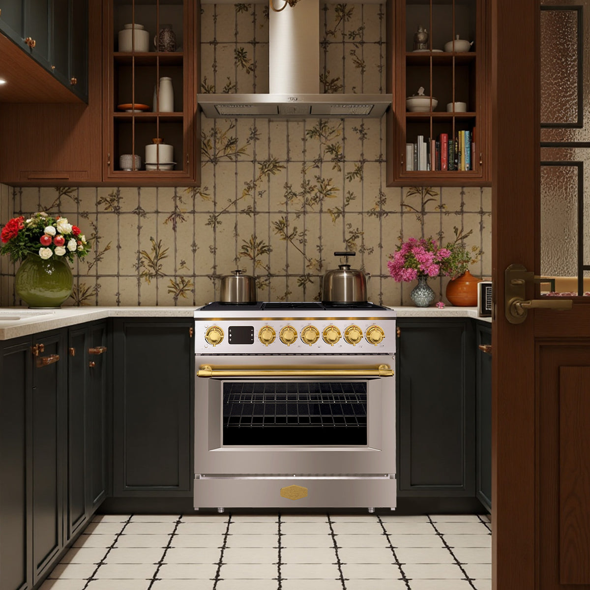36” Freestanding Gas Range with 6 Sealed Burners Cooktop, Natural Gas/LP Convertible - AK-G36N05A-BS