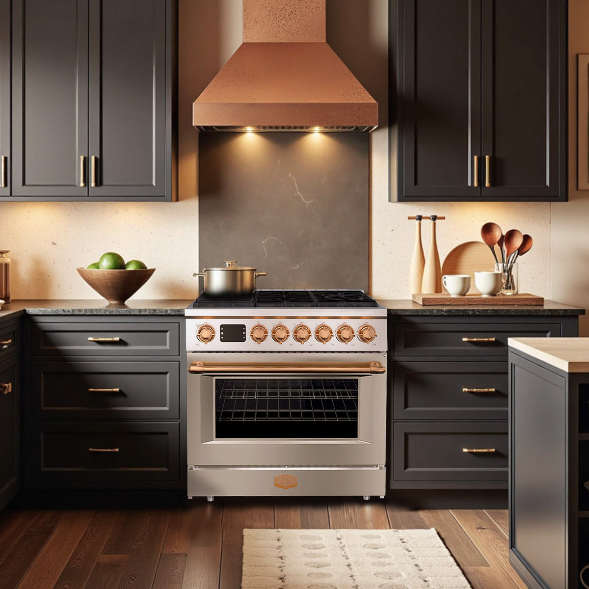 36” Freestanding Gas Range with 6 Sealed Burners Cooktop, Natural Gas/LP Convertible - AK-G36N05A-BS