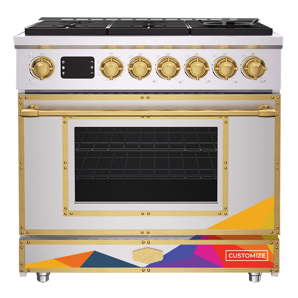 36 Inch Freestanding Custom Gas Range with 6 Sealed Burners Cooktop, Rapid Convection Oven, Natural Gas/LP Convertible - AK-G36N05A-2