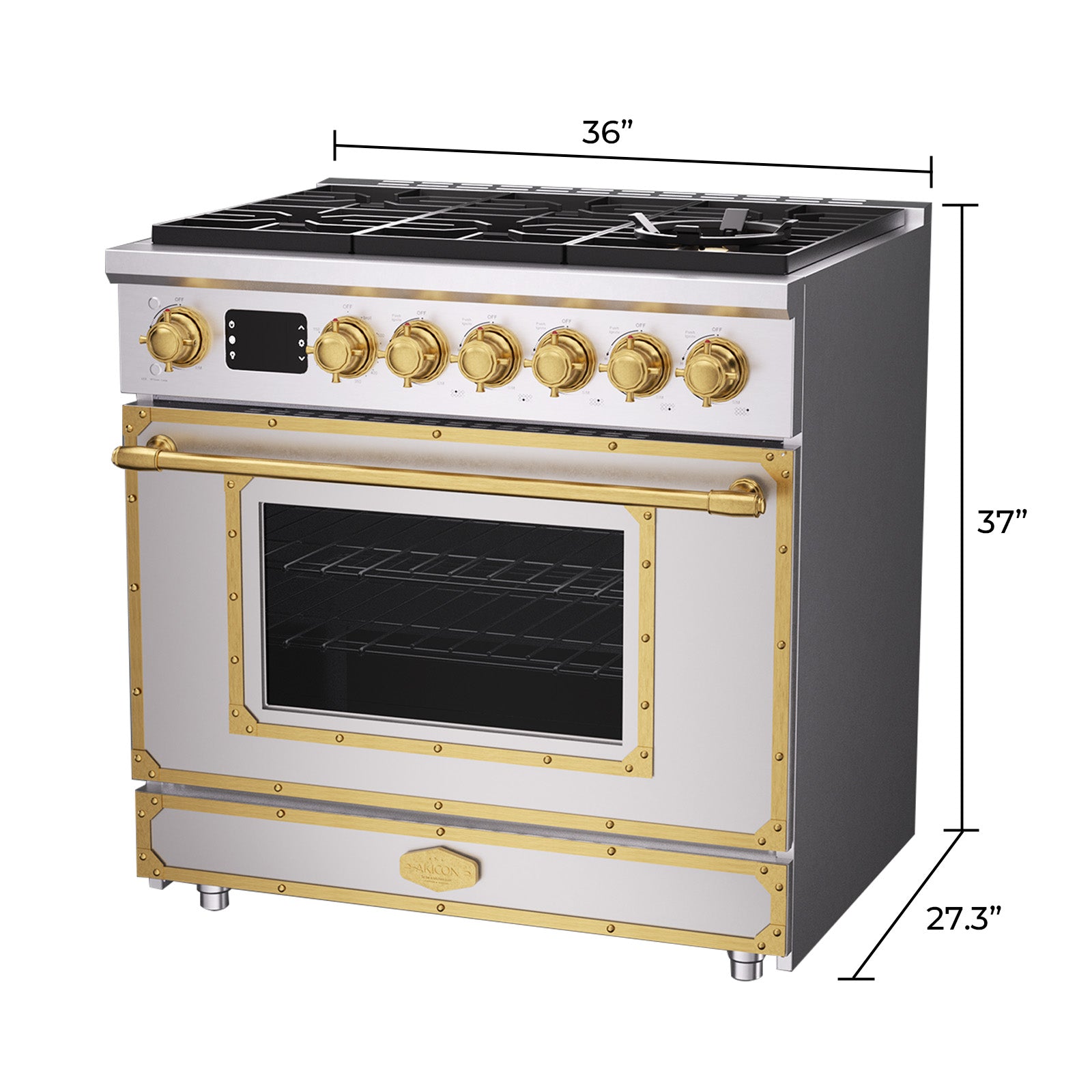 36 Inch Freestanding Custom Gas Range with 6 Sealed Burners Cooktop, Rapid Convection Oven, Natural Gas/LP Convertible - AK-G36N05A-2