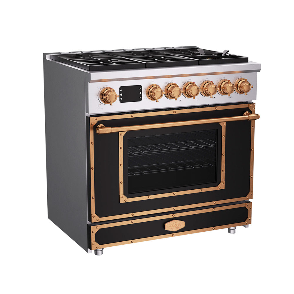 36 Inch Freestanding Custom Gas Range with 6 Sealed Burners Cooktop, Rapid Convection Oven, Natural Gas/LP Convertible - AK-G36N05A-2