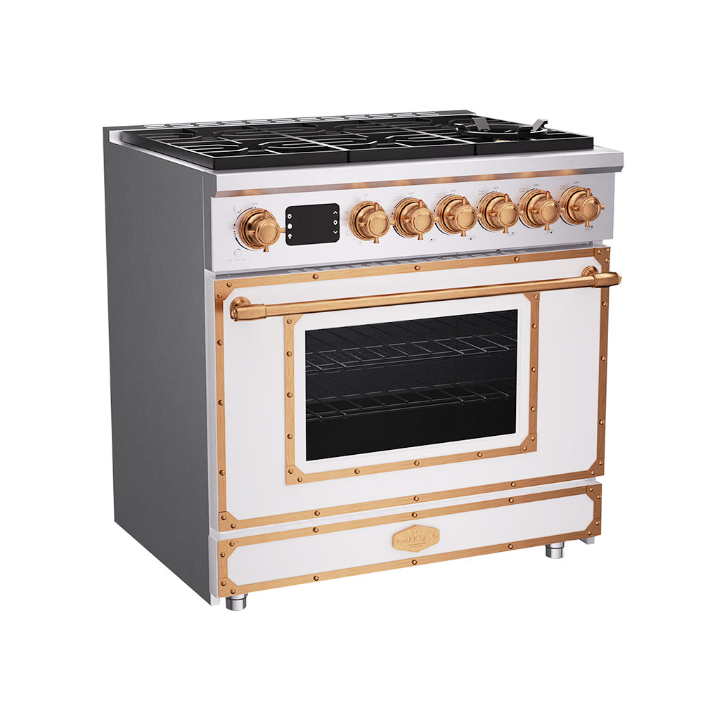 36 Inch Freestanding Custom Gas Range with 6 Sealed Burners Cooktop, Rapid Convection Oven, Natural Gas/LP Convertible - AK-G36N05A-2