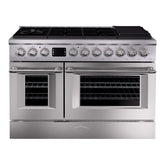 48" Freestanding Gas Range with 8 Sealed Burners Cooktop, Rapid Convection Oven, Natural Gas/LP Convertible - AK-G48N05A-BS