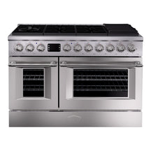 48" Freestanding Gas Range with 8 Sealed Burners Cooktop, Rapid Convection Oven, Natural Gas/LP Convertible - AK-G48N05A-BS