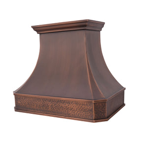 36"W * 30"H * 21"D Instock Dark Antique Copper Range Hood Light Hammered Apron with 600 CFM Insert, Dimmable Lighting & Delay Shut-Off