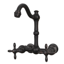 Akicon Bathroom Faucets - Solid Brass Wall Mount Bathroom Sink Faucet with 2 Cross Handles, Copper Bathroom Faucet - AK41718N1-C