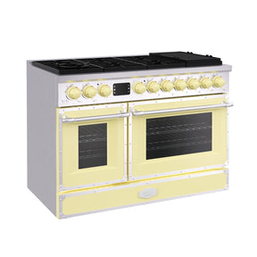 Akicon 48 Inch Freestanding Gas Range with 8 Sealed Burners Cooktop, Rapid Convection Oven, 6.7 Cu.Ft. Dual Zone Capacity with Heavy-Duty Cast Iron Grate Cooking Stove, Natural Gas/LP Convertible