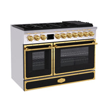 Akicon 48 Inch Freestanding Gas Range with 8 Sealed Burners Cooktop, Rapid Convection Oven, 6.7 Cu.Ft. Dual Zone Capacity with Heavy-Duty Cast Iron Grate Cooking Stove, Natural Gas/LP Convertible