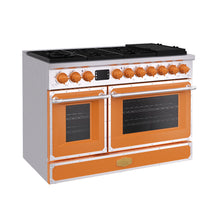 Akicon 48 Inch Freestanding Gas Range with 8 Sealed Burners Cooktop, Rapid Convection Oven, 6.7 Cu.Ft. Dual Zone Capacity with Heavy-Duty Cast Iron Grate Cooking Stove, Natural Gas/LP Convertible