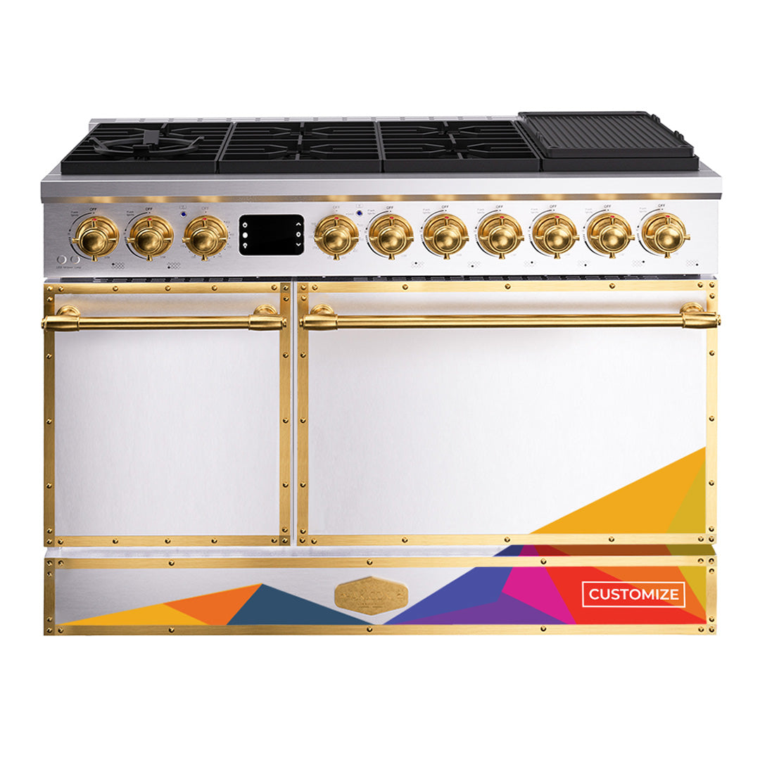 48“ Freestanding Custom Gas Range with 8 Sealed Burners Cooktop, Rapid Convection Oven, Natural Gas/LP Convertible - AK-G48N05A-3