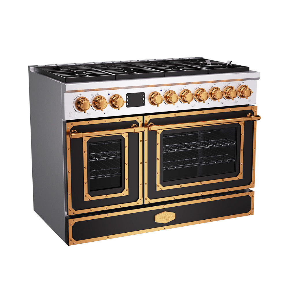 48“ Freestanding Custom Gas Range with 8 Sealed Burners Cooktop, Rapid Convection Oven, Natural Gas/LP Convertible - AK-G48N05A-2