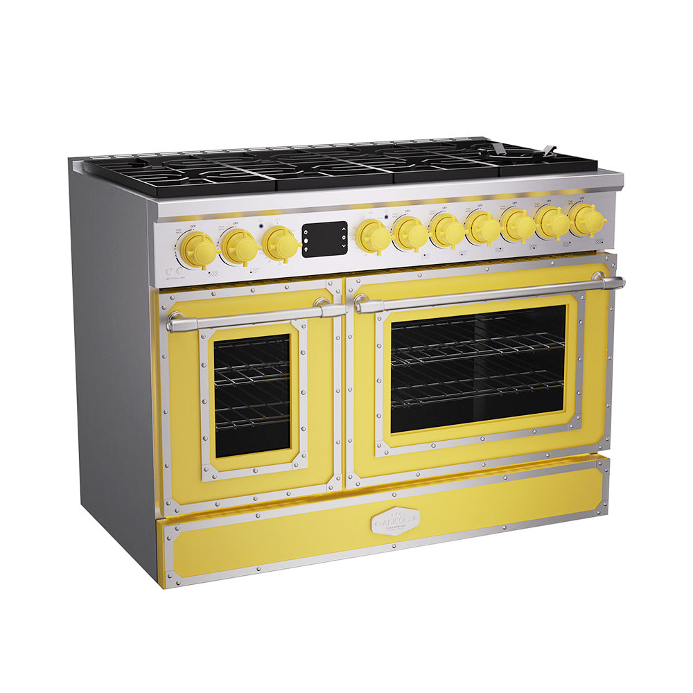 48“ Freestanding Custom Gas Range with 8 Sealed Burners Cooktop, Rapid Convection Oven, Natural Gas/LP Convertible - AK-G48N05A-2