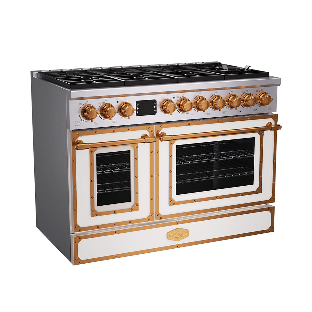 48“ Freestanding Custom Gas Range with 8 Sealed Burners Cooktop, Rapid Convection Oven, Natural Gas/LP Convertible - AK-G48N05A-2