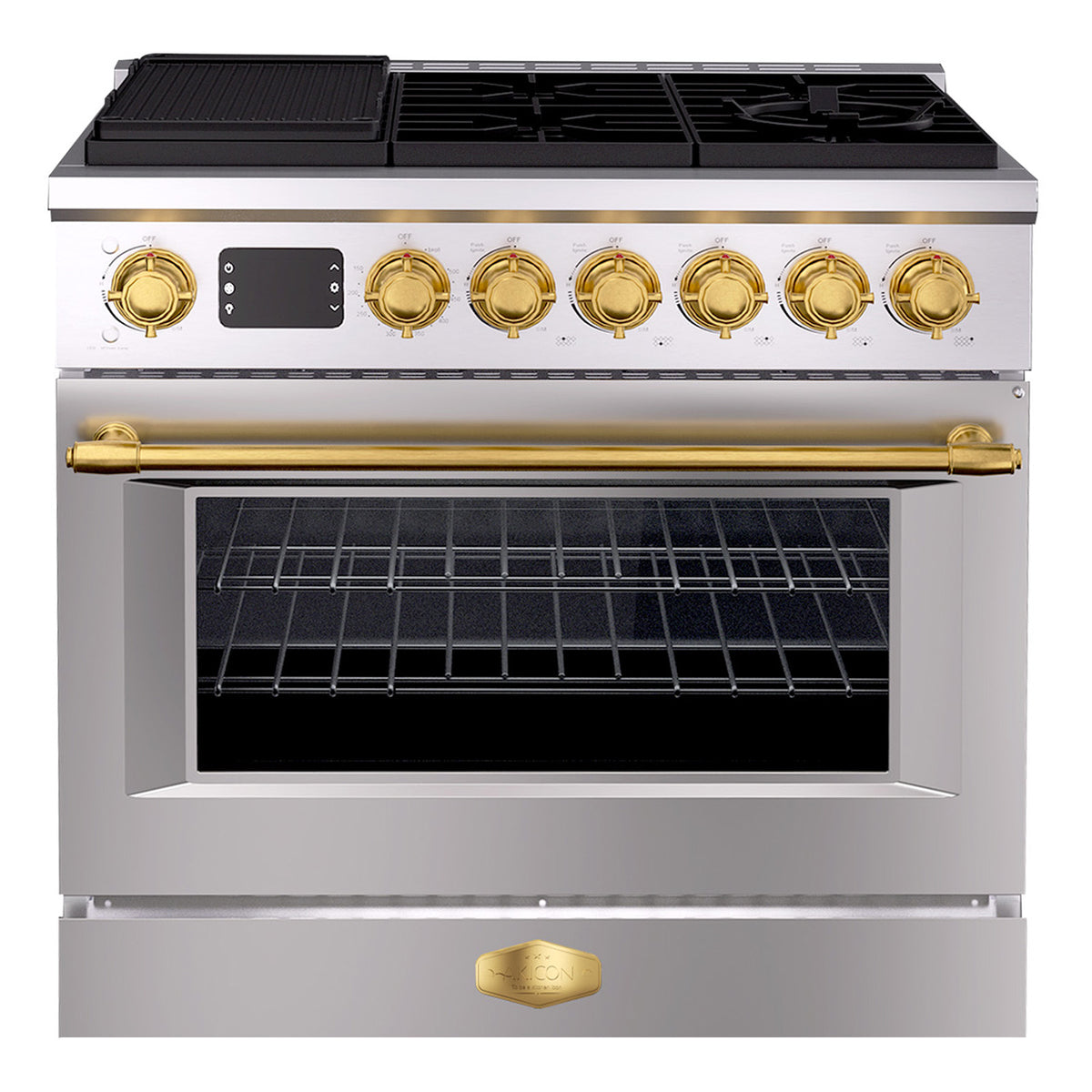 36” Freestanding Gas Range with 6 Sealed Burners Cooktop, Natural Gas/LP Convertible - AK-G36N05A-BS