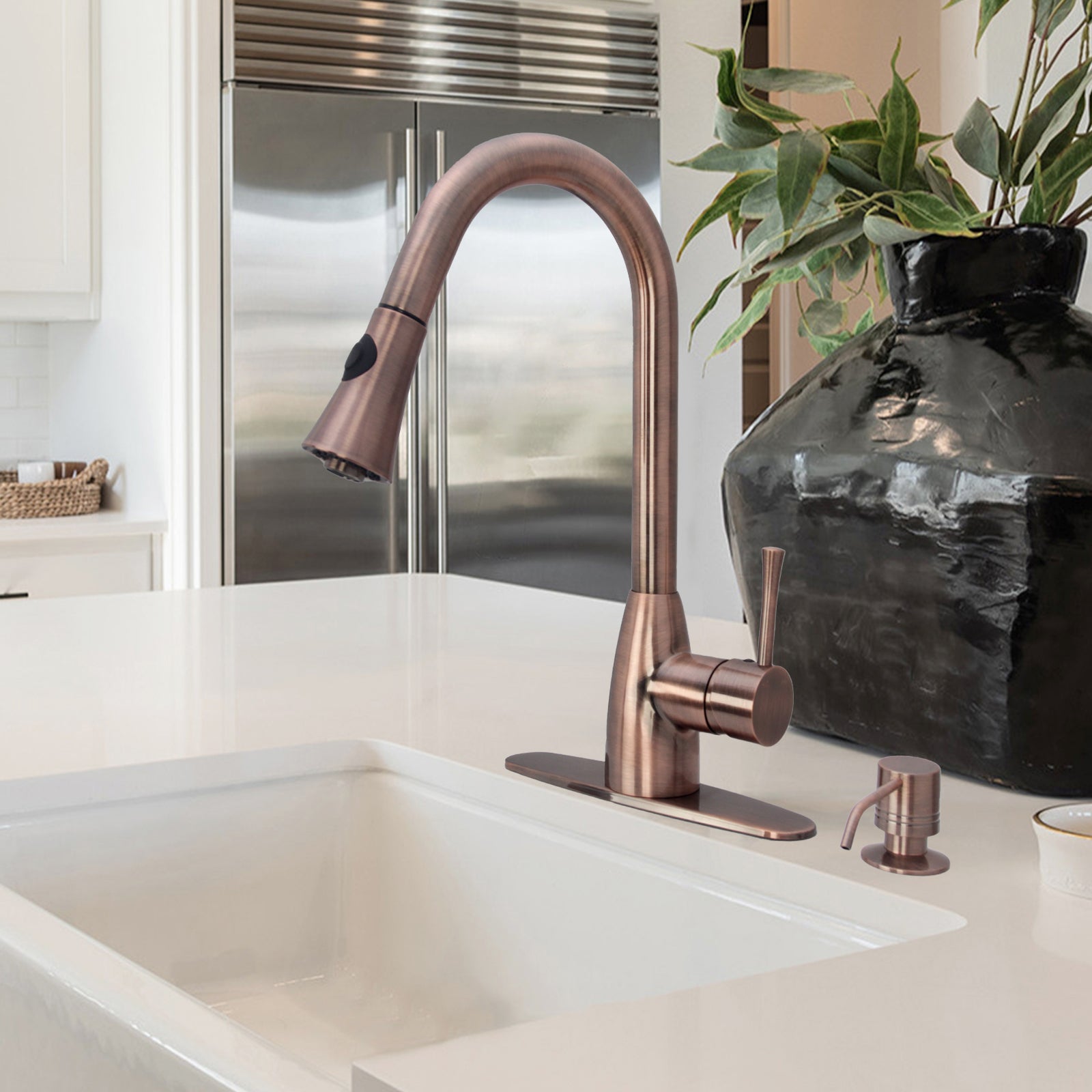 Built in Copper Soap Dispenser Refill from Top with 17 OZ Bottle - AK81002C