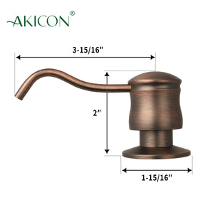 Built in Copper Soap Dispenser Refill from Top with 17 OZ Bottle - AK81006-AB