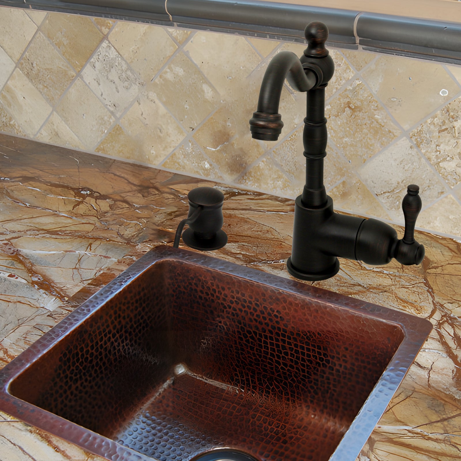 Built in Copper Soap Dispenser Refill from Top with 17 OZ Bottle - AK81006C