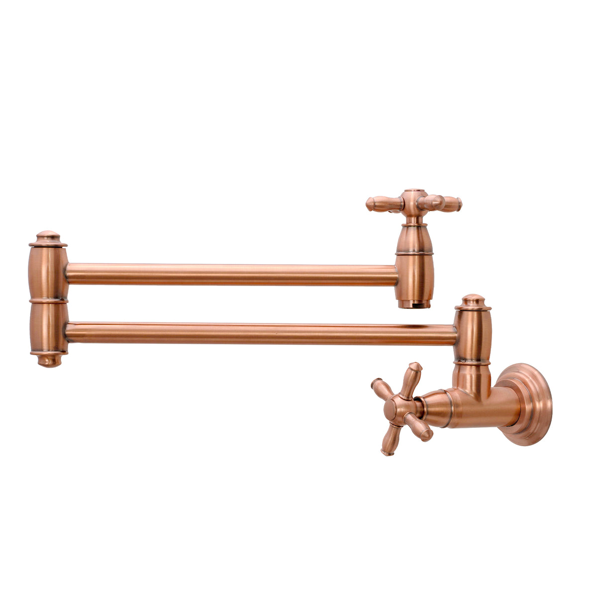 Akicon Pot Filler Faucet - Solid Brass Wall Mount Kitchen Faucets with Double Stretchable Joint Swing Arms, Kitchen Folding Faucet over Stove, Copper Stove Kitchen Faucet - AK98288N1