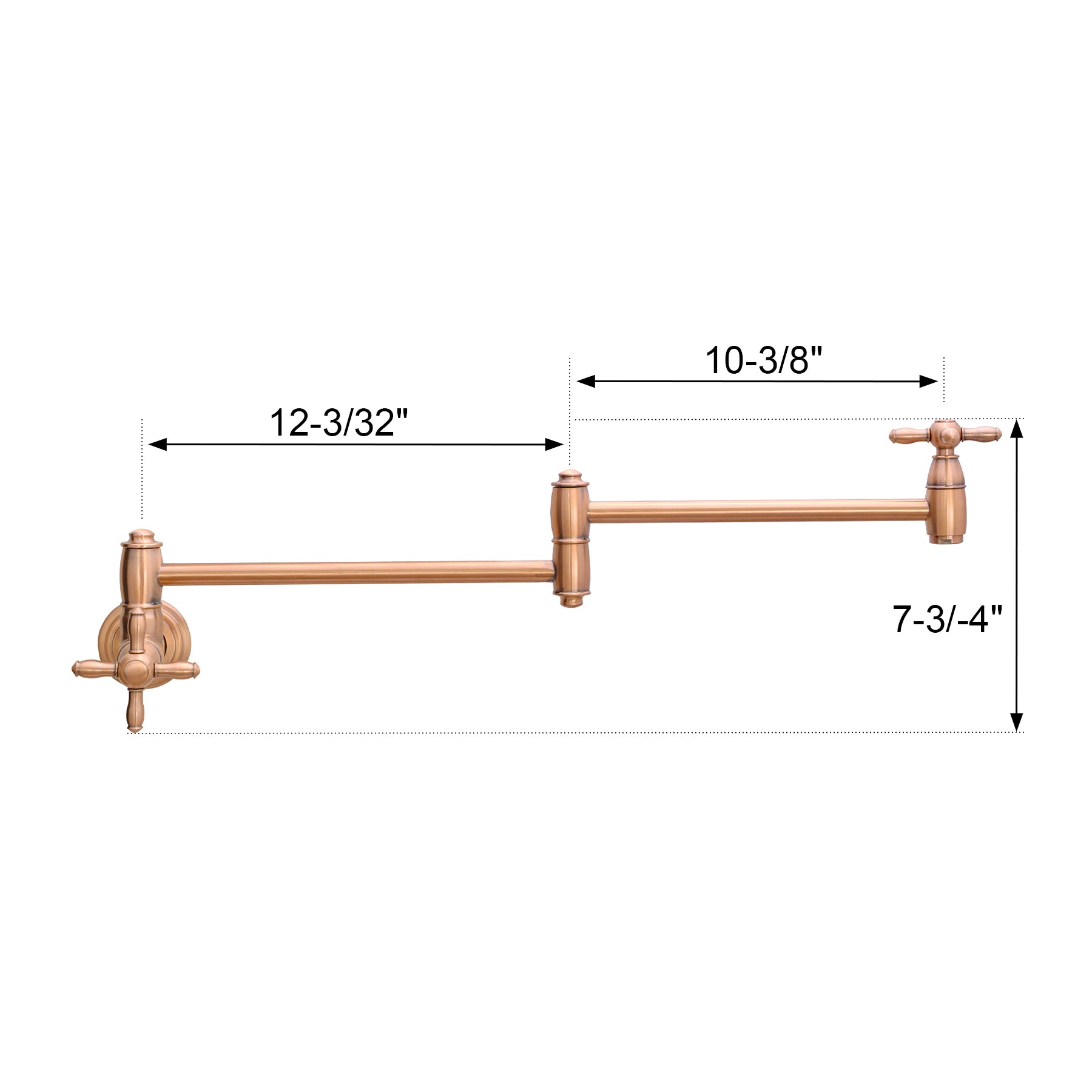 Akicon Pot Filler Faucet - Solid Brass Wall Mount Kitchen Faucets with Double Stretchable Joint Swing Arms, Kitchen Folding Faucet over Stove, Copper Stove Kitchen Faucet - AK98288N1