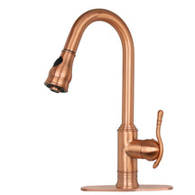 Brushed Gold Pull Out Kitchen Faucet, Single Level Solid Brass Kitchen Sink Faucets with Pull Down Sprayer - AK96415-D-BTG