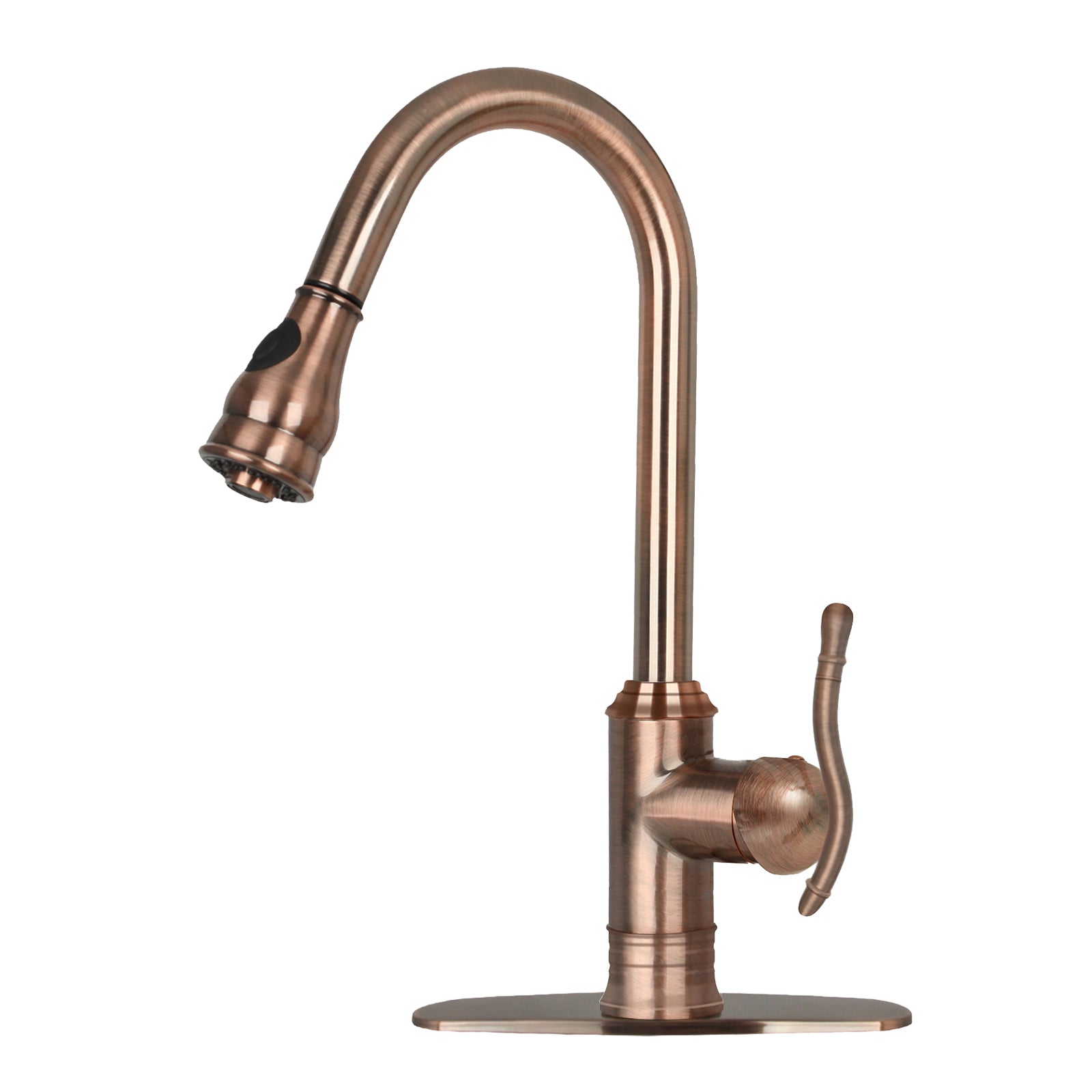 Copper Pull Out Kitchen Faucet, Single Level Solid Brass Kitchen Sink Faucets with Pull Down Sprayer - AK96415-D-C