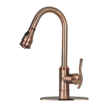 Brushed Gold Pull Out Kitchen Faucet, Single Level Solid Brass Kitchen Sink Faucets with Pull Down Sprayer - AK96415-D-BTG