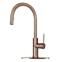 Copper Pull Out Kitchen Faucet with Deck Plate, Single Level Solid Brass Kitchen Sink Faucets with Pull Down Sprayer-AK96416C