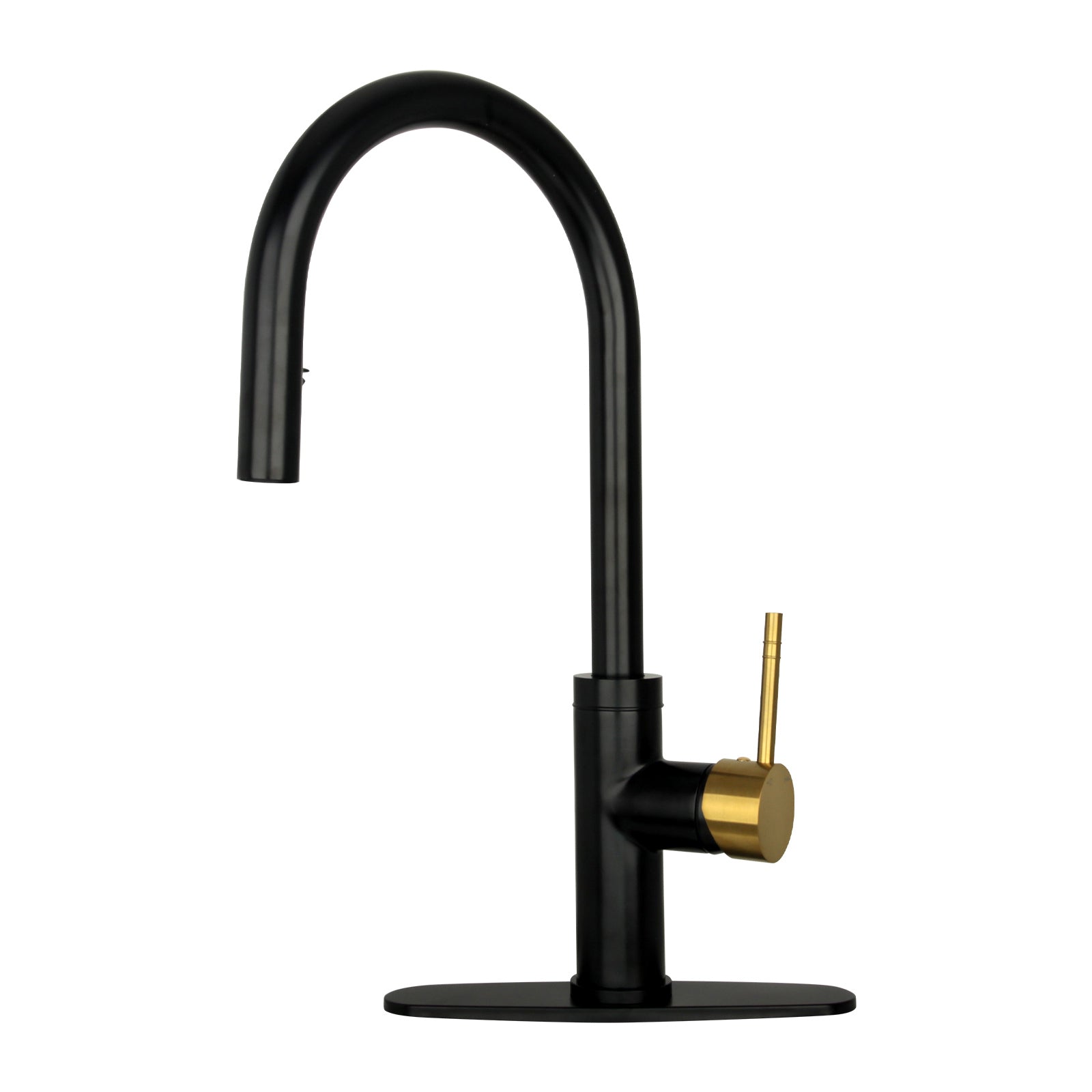 Copper Pull Out Kitchen Faucet with Deck Plate, Single Level Solid Brass Kitchen Sink Faucets with Pull Down Sprayer-AK96416C