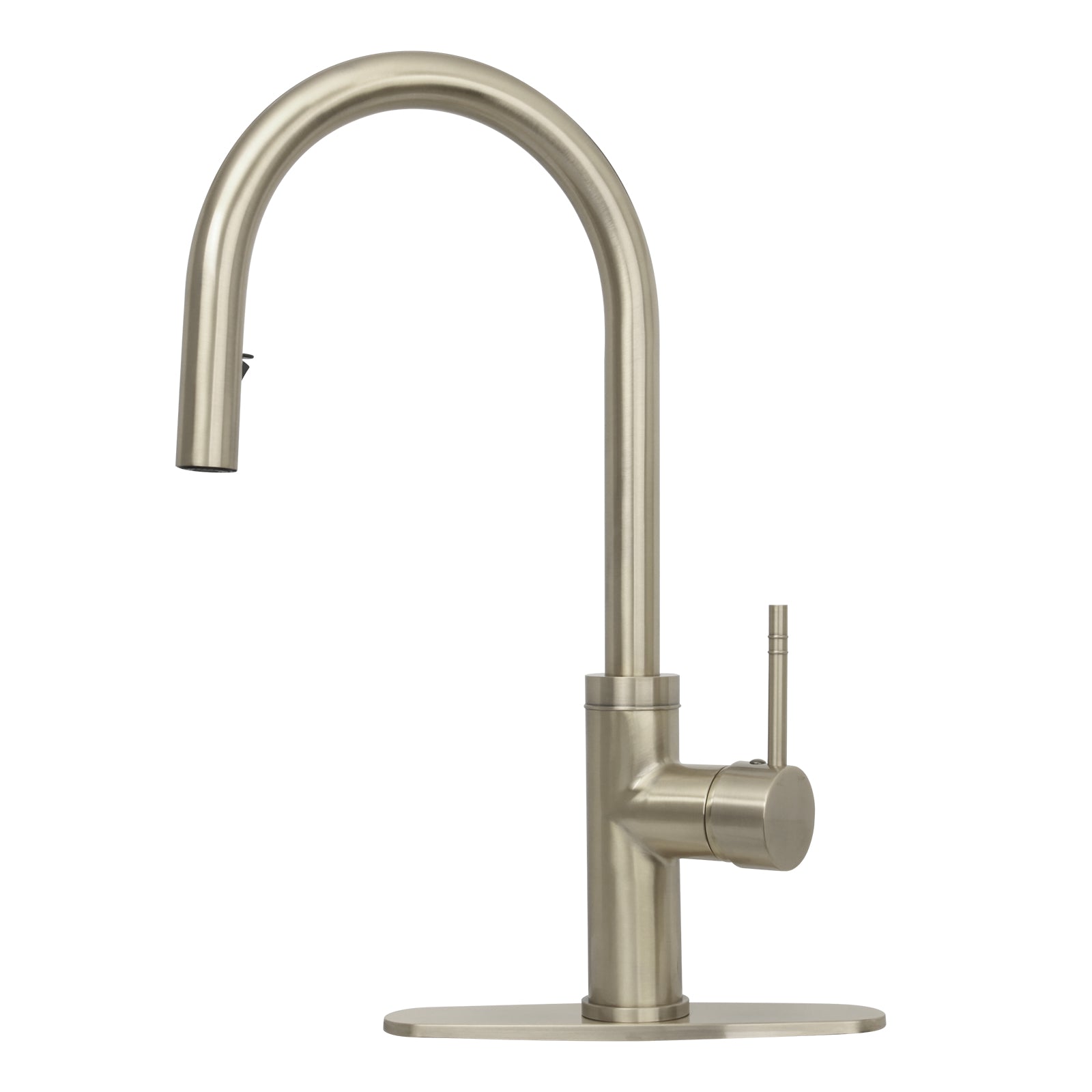Copper Pull Out Kitchen Faucet with Deck Plate, Single Level Solid Brass Kitchen Sink Faucets with Pull Down Sprayer-AK96416C
