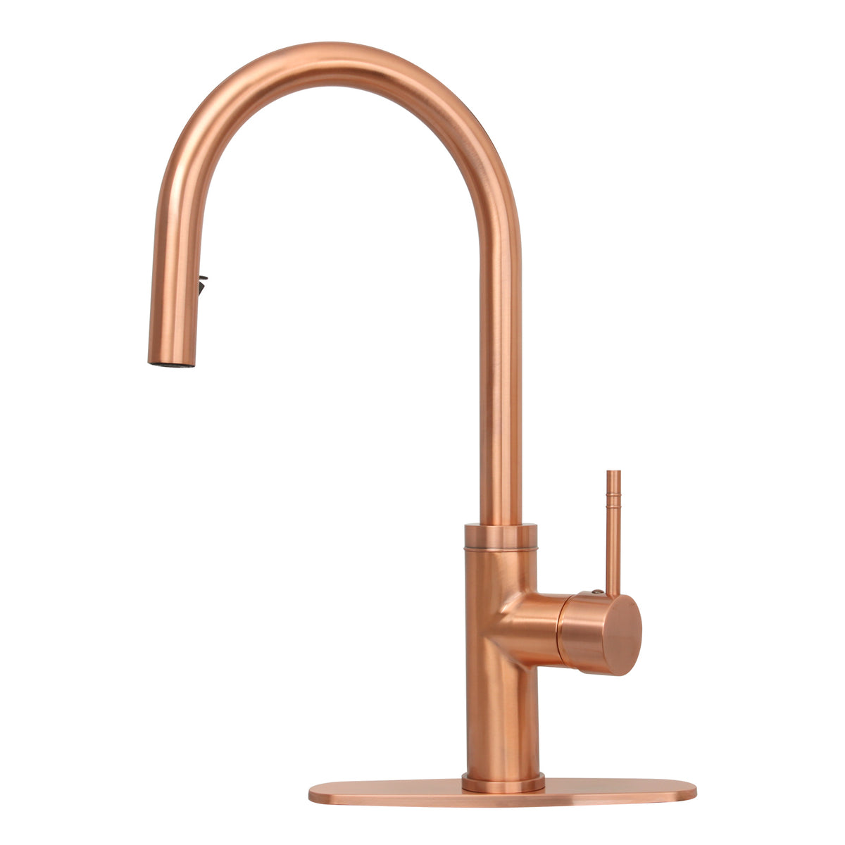 Copper Pull Out Kitchen Faucet with Deck Plate, Single Level Solid Brass Kitchen Sink Faucets with Pull Down Sprayer-AK96416C