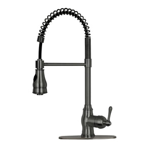 Antique Bronze Pre-Rinse Spring Kitchen Faucet, Single Level Solid Brass Kitchen Sink Faucets with Pull Down Sprayer - AK96518-AB