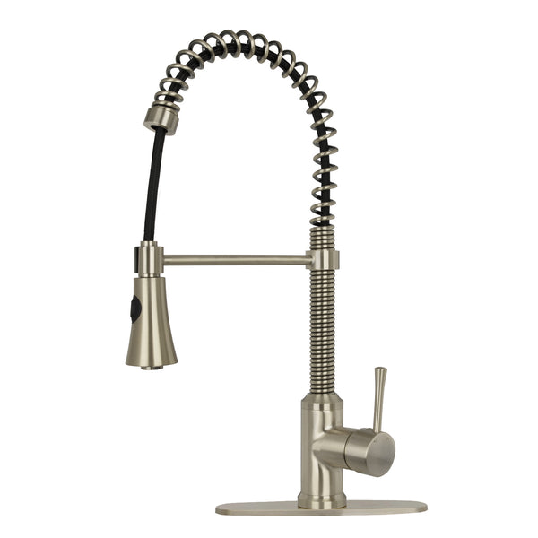 Copper Pre-Rinse Spring Kitchen Faucet, Single Level Solid Brass Kitchen Sink Faucets with Pull Down Sprayer - AK96565C
