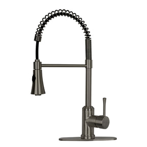 One-Handle Pre-Rinse Spring Matte Black Kitchen Faucet - AK96566-MB