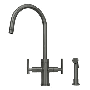 Two-Handle Copper Widespread Kitchen Faucet with Side Sprayer-AK96766C