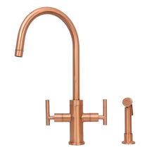 Two-Handle Antique Copper Widespread Kitchen Faucet with Side Sprayer-AK96766-AC