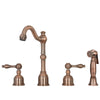 Two-Handles Copper Widespread Kitchen Faucet with Side Sprayer - AK96818C